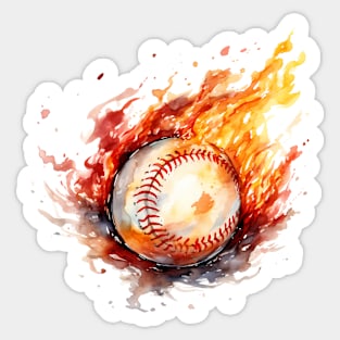 Flamming Baseball Watercolor Sticker